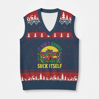 Mardi Gras Crawfish V-Neck Knit Sweater Vest It Ain't Gonna Suck Itself