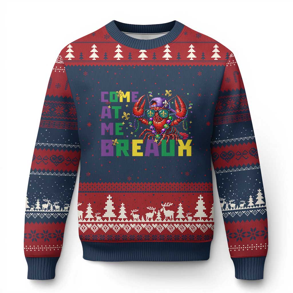 Mardi Gras Crawfish Ugly Christmas Sweater Come At Me Breaux