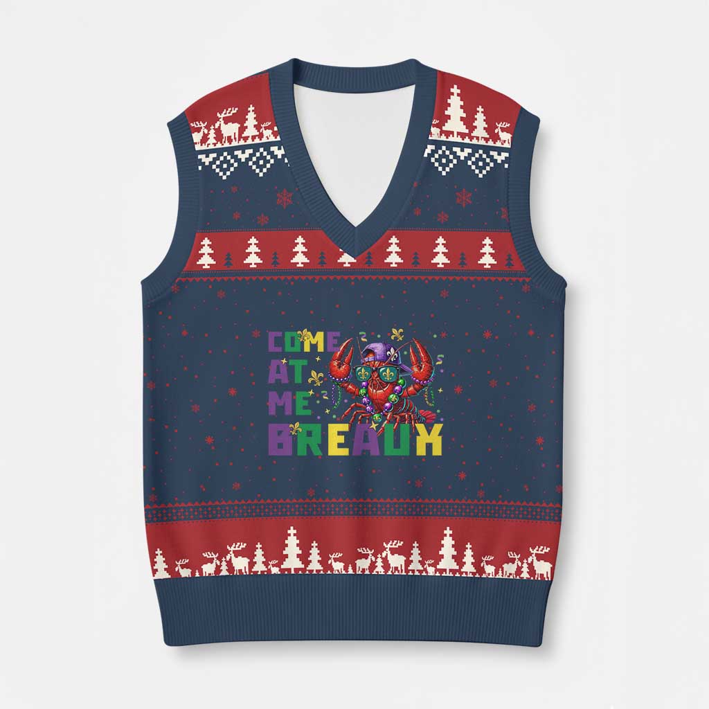 Mardi Gras Crawfish V-Neck Knit Sweater Vest Come At Me Breaux