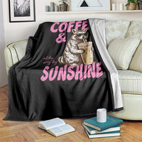 Iced Coffee and Sunshine Throw Blanket Funny Raccoon Summer Coffee Lover Gift