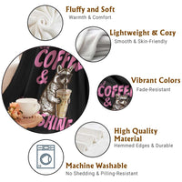 Iced Coffee and Sunshine Throw Blanket Funny Raccoon Summer Coffee Lover Gift