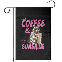 Iced Coffee and Sunshine Garden Flag Funny Raccoon Summer Coffee Lover Gift