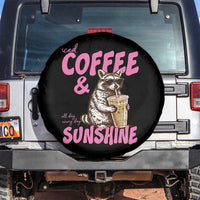 Iced Coffee and Sunshine Spare Tire Cover Funny Raccoon Summer Coffee Lover Gift