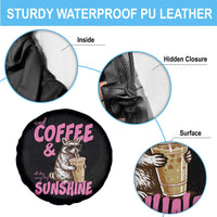 Iced Coffee and Sunshine Spare Tire Cover Funny Raccoon Summer Coffee Lover Gift