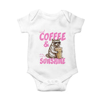 Iced Coffee and Sunshine Baby Onesie Funny Raccoon Summer Coffee Lover Gift