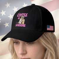 Iced Coffee and Sunshine Baseball Cap Funny Raccoon Summer Coffee Lover Gift