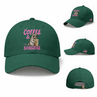 Iced Coffee and Sunshine Baseball Cap Funny Raccoon Summer Coffee Lover Gift