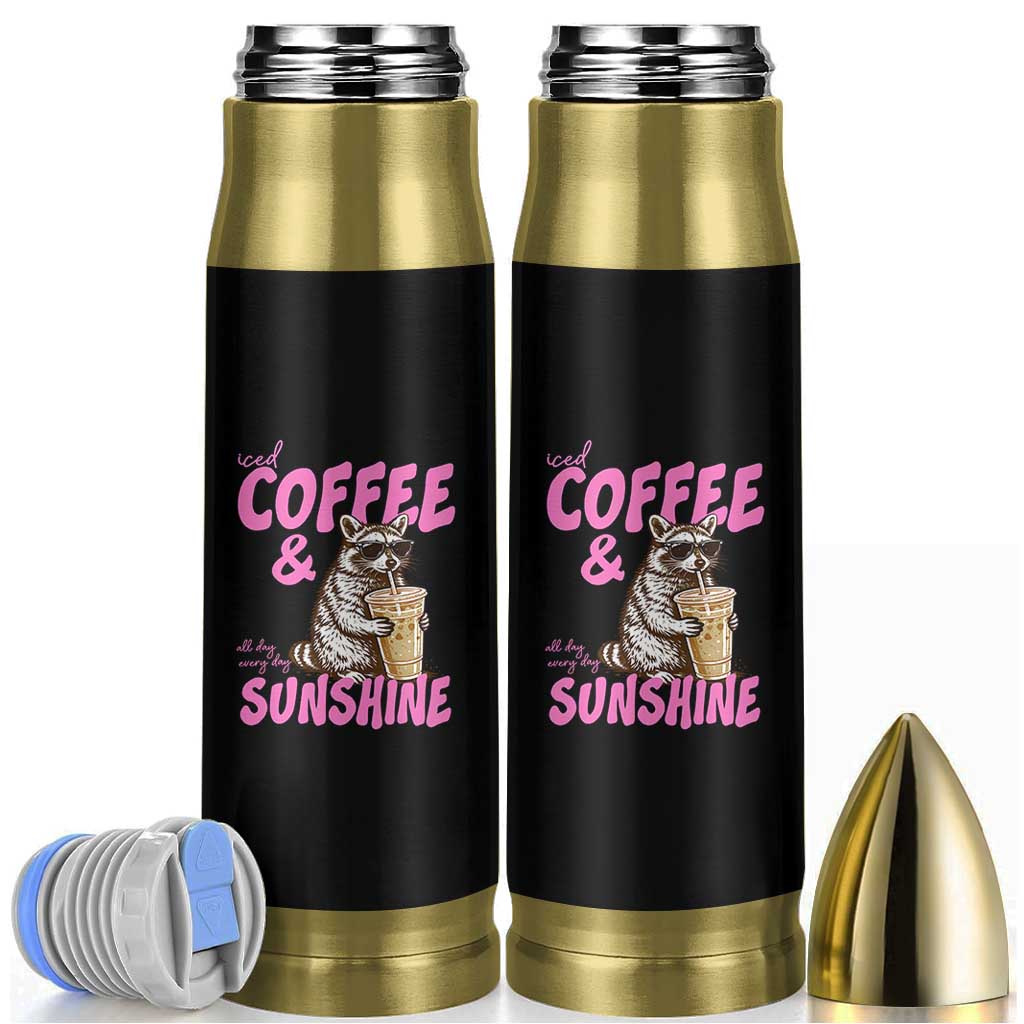 Iced Coffee and Sunshine Bullet Tumbler Funny Raccoon Summer Coffee Lover Gift