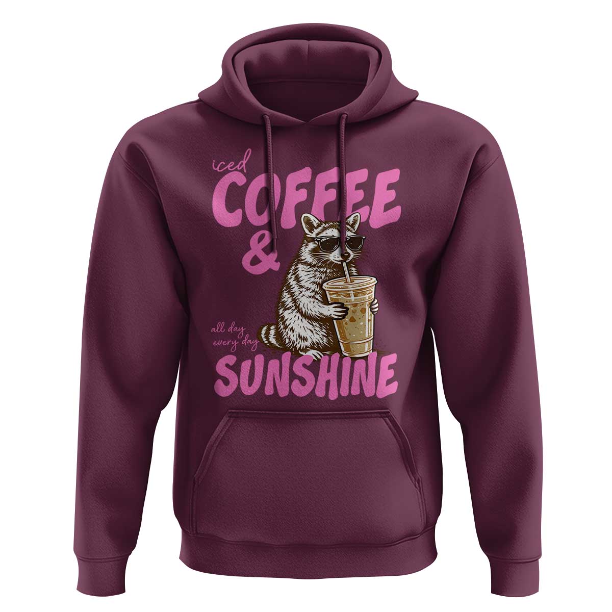 Iced Coffee and Sunshine Hoodie Funny Raccoon Summer Coffee Lover Gift