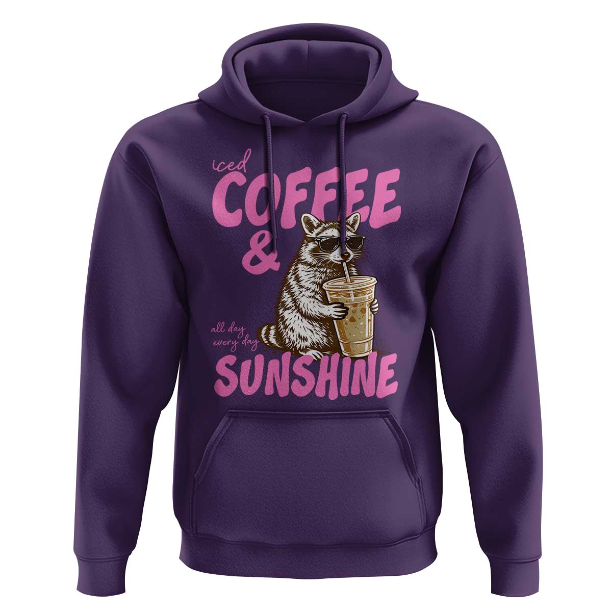 Iced Coffee and Sunshine Hoodie Funny Raccoon Summer Coffee Lover Gift