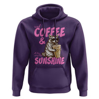 Iced Coffee and Sunshine Hoodie Funny Raccoon Summer Coffee Lover Gift