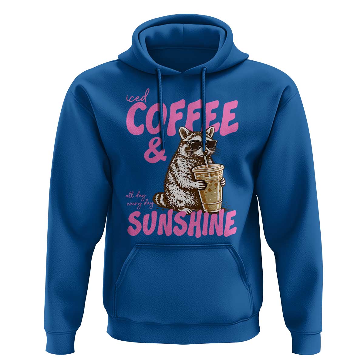Iced Coffee and Sunshine Hoodie Funny Raccoon Summer Coffee Lover Gift