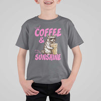 Iced Coffee and Sunshine T Shirt For Kid Funny Raccoon Summer Coffee Lover Gift