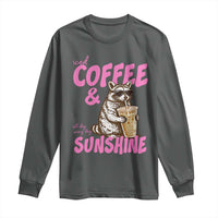 Iced Coffee and Sunshine Long Sleeve Shirt Funny Raccoon Summer Coffee Lover Gift
