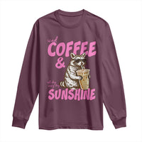 Iced Coffee and Sunshine Long Sleeve Shirt Funny Raccoon Summer Coffee Lover Gift
