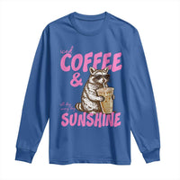 Iced Coffee and Sunshine Long Sleeve Shirt Funny Raccoon Summer Coffee Lover Gift