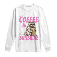 Iced Coffee and Sunshine Long Sleeve Shirt Funny Raccoon Summer Coffee Lover Gift