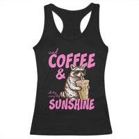 Iced Coffee and Sunshine Racerback Tank Top Funny Raccoon Summer Coffee Lover Gift