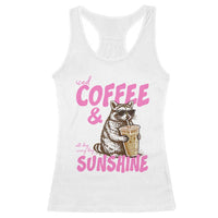 Iced Coffee and Sunshine Racerback Tank Top Funny Raccoon Summer Coffee Lover Gift