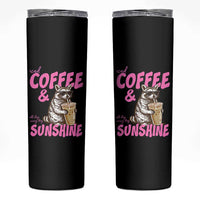 Iced Coffee and Sunshine Skinny Tumbler Funny Raccoon Summer Coffee Lover Gift