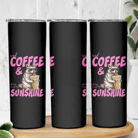 Iced Coffee and Sunshine Skinny Tumbler Funny Raccoon Summer Coffee Lover Gift