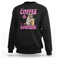 Iced Coffee and Sunshine Sweatshirt Funny Raccoon Summer Coffee Lover Gift