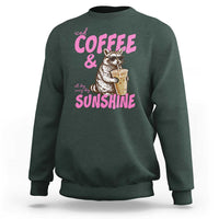 Iced Coffee and Sunshine Sweatshirt Funny Raccoon Summer Coffee Lover Gift