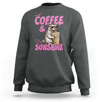 Iced Coffee and Sunshine Sweatshirt Funny Raccoon Summer Coffee Lover Gift