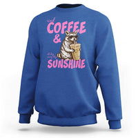 Iced Coffee and Sunshine Sweatshirt Funny Raccoon Summer Coffee Lover Gift