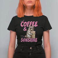 Iced Coffee and Sunshine T Shirt For Women Funny Raccoon Summer Coffee Lover Gift