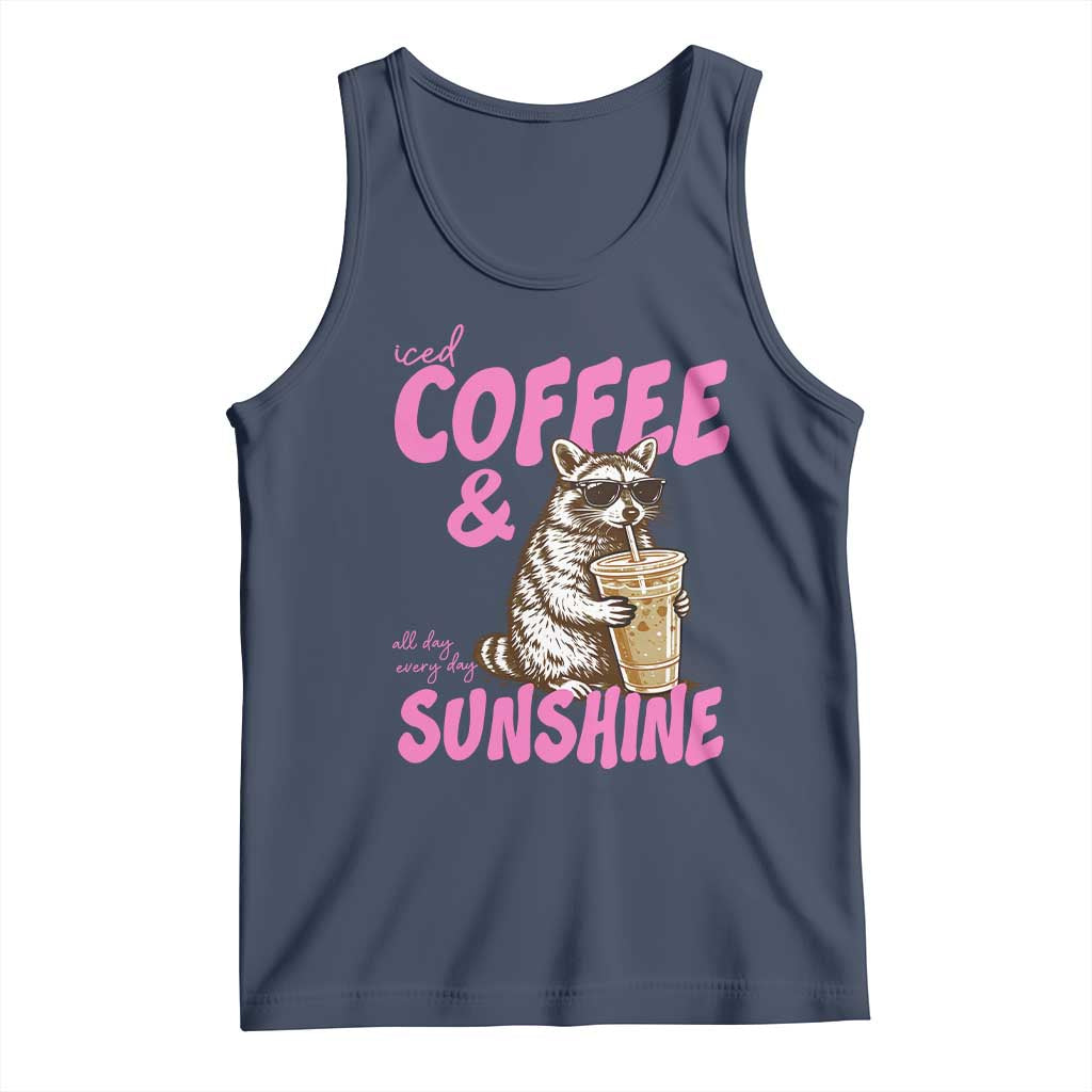 Iced Coffee and Sunshine Tank Top Funny Raccoon Summer Coffee Lover Gift