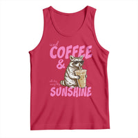 Iced Coffee and Sunshine Tank Top Funny Raccoon Summer Coffee Lover Gift