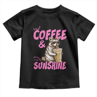 Iced Coffee and Sunshine Toddler T Shirt Funny Raccoon Summer Coffee Lover Gift