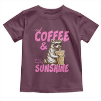 Iced Coffee and Sunshine Toddler T Shirt Funny Raccoon Summer Coffee Lover Gift
