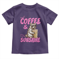Iced Coffee and Sunshine Toddler T Shirt Funny Raccoon Summer Coffee Lover Gift