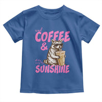 Iced Coffee and Sunshine Toddler T Shirt Funny Raccoon Summer Coffee Lover Gift