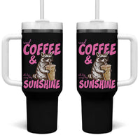 Iced Coffee and Sunshine Tumbler With Handle Funny Raccoon Summer Coffee Lover Gift