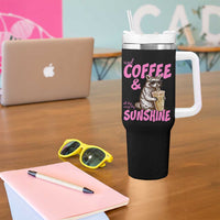 Iced Coffee and Sunshine Tumbler With Handle Funny Raccoon Summer Coffee Lover Gift