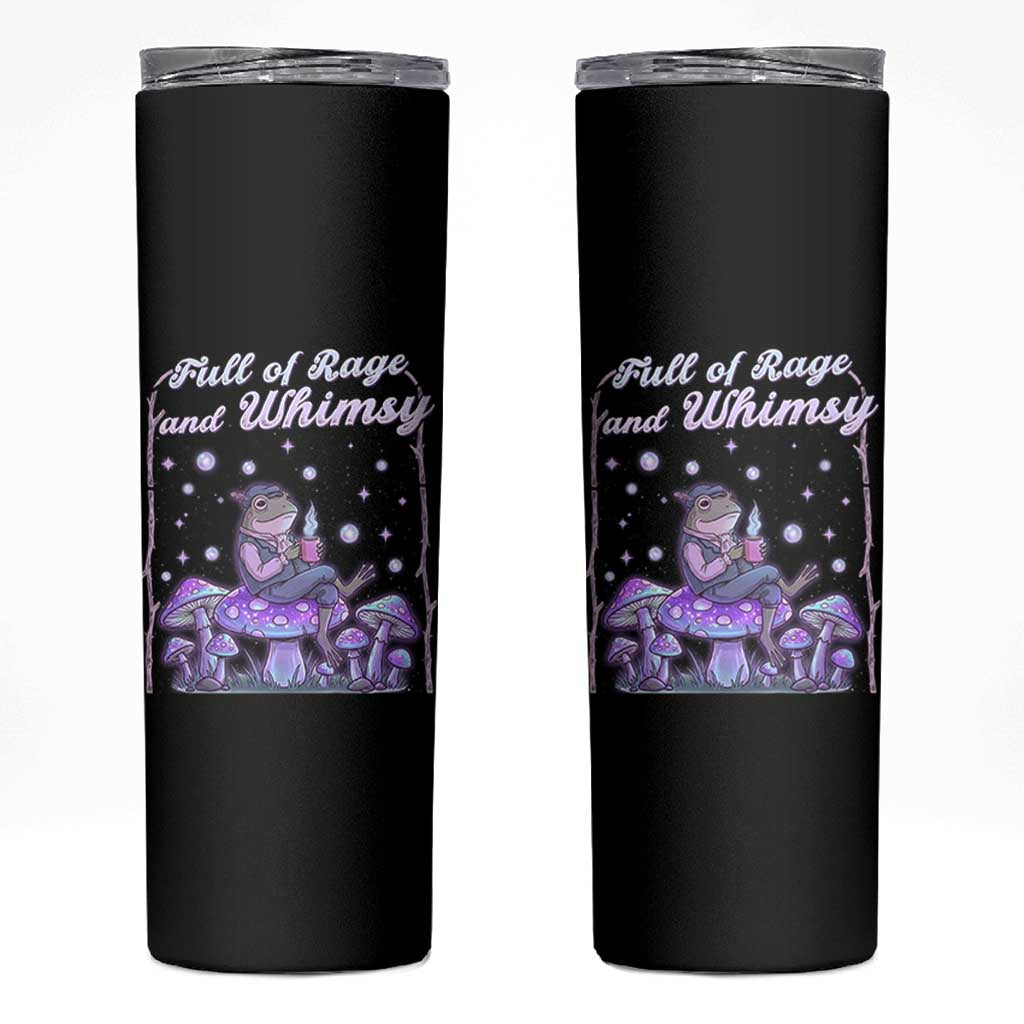 Full of Rage and Whimsy Skinny Tumbler Funny Cottagecore Frog Coffee Whimsical Aesthetic
