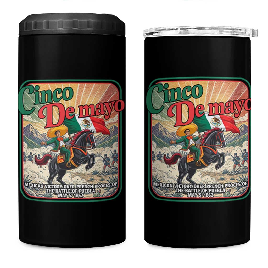 Cinco de Mayo Battle of Puebla 4 in 1 Can Cooler Tumbler Mexican Victory History 1862