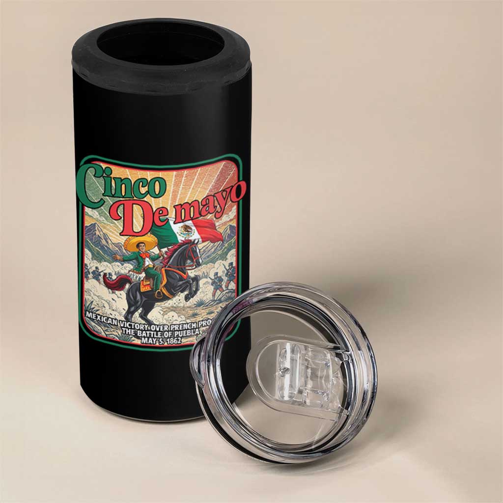 Cinco de Mayo Battle of Puebla 4 in 1 Can Cooler Tumbler Mexican Victory History 1862