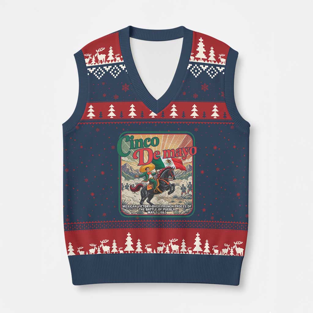 Cinco de Mayo Battle of Puebla V-Neck Knit Sweater Vest Mexican Victory History 1862