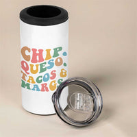 Chips Queso Tacos & Margs 4 in 1 Can Cooler Tumbler Cinco De Mayo Mexican Food Margarita Lover