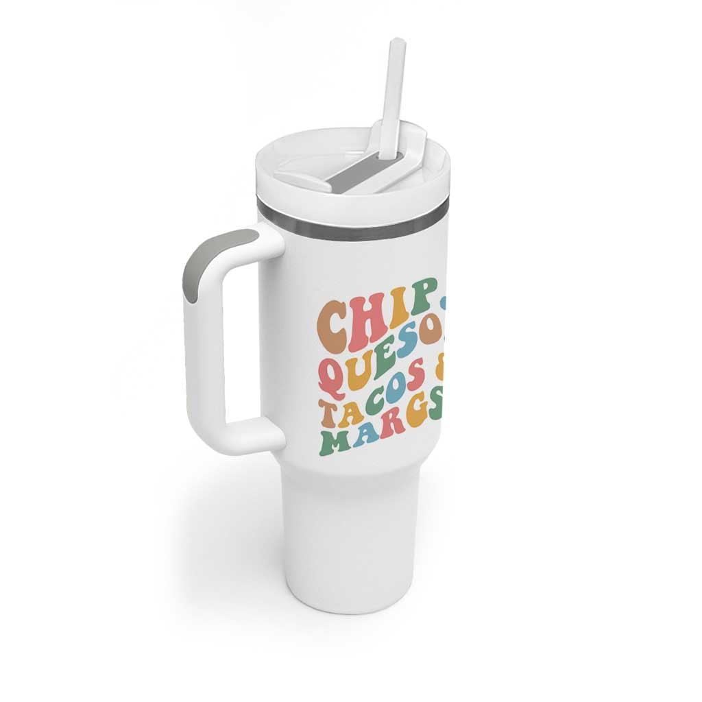 Chips Queso Tacos & Margs Tumbler With Handle Cinco De Mayo Mexican Food Margarita Lover