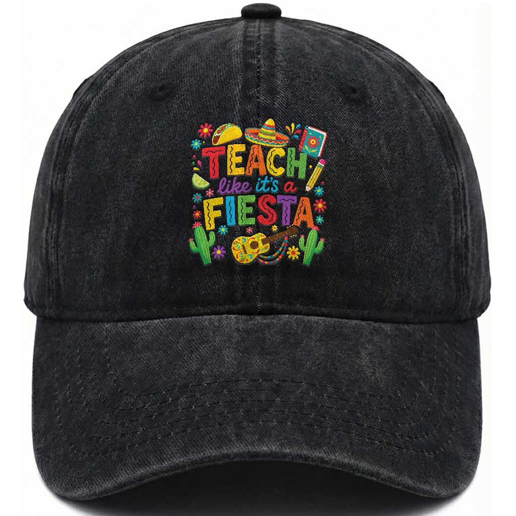 Cinco De Mayo Teacher Washed Cotton Baseball Cap Teach Like Its A Fiesta