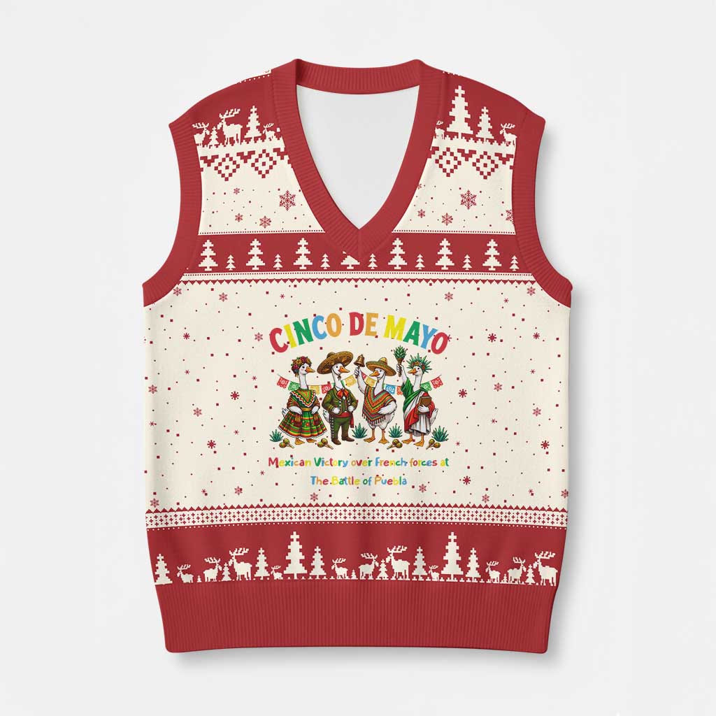 Cinco de Mayo Mexican Victory V-Neck Knit Sweater Vest Silly Goose Festive Heritage Puebla Battle 1862