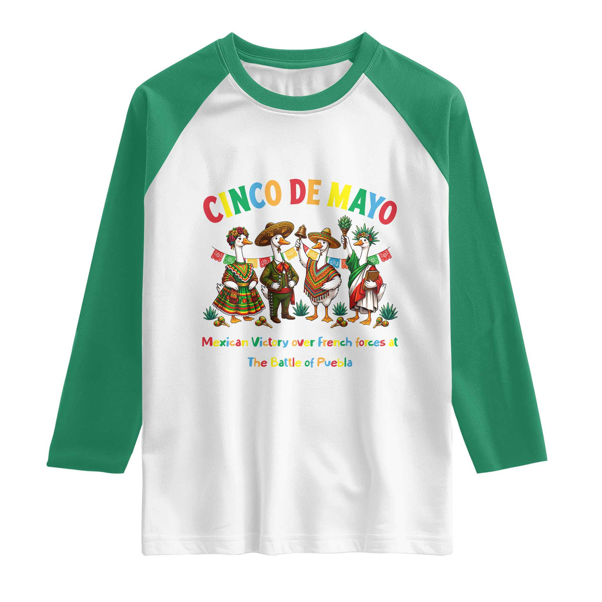 Cinco de Mayo Mexican Victory Raglan Shirt Silly Goose Festive Heritage Puebla Battle 1862