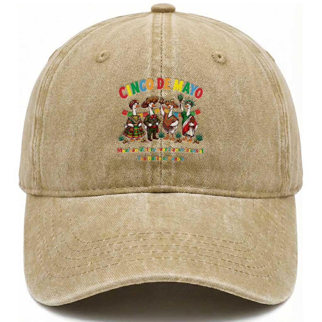 Cinco de Mayo Mexican Victory Washed Cotton Baseball Cap Silly Goose Festive Heritage Puebla Battle 1862