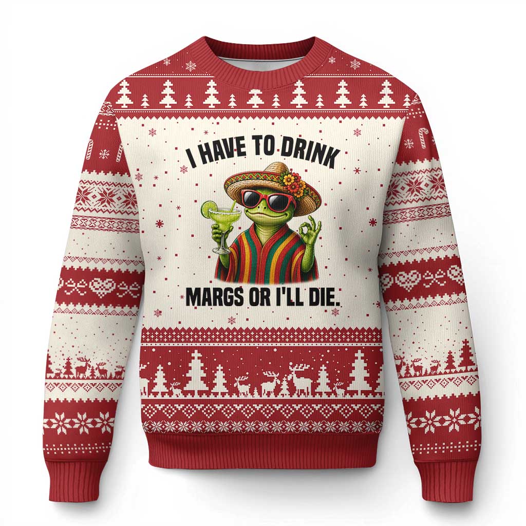 Cinco De Drinko Margarita Ugly Christmas Sweater Funny Drinking Lizard Cinco De Mayo Fiesta
