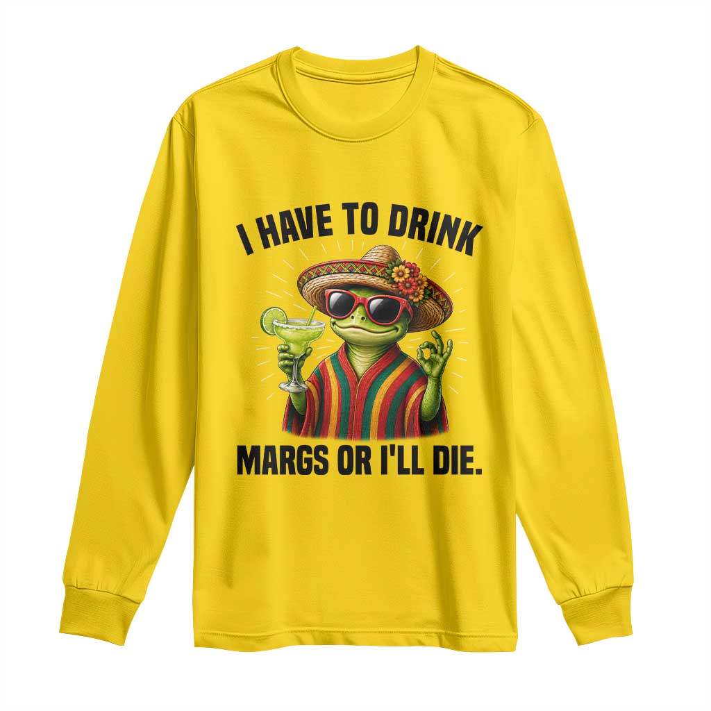 Cinco De Drinko Margarita Long Sleeve Shirt Funny Drinking Lizard Cinco De Mayo Fiesta